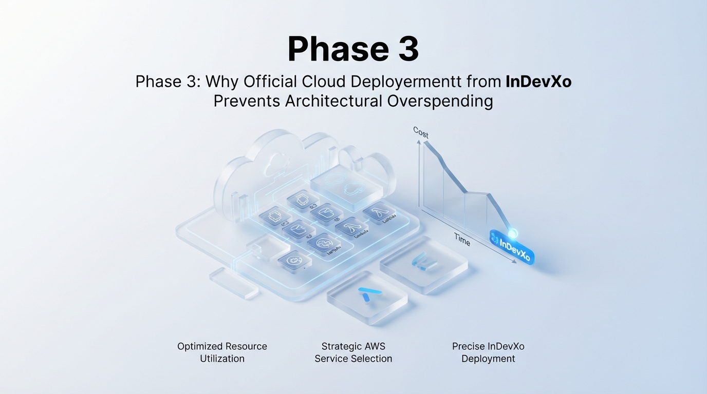 Process breakdown diagram explaining Phase 3: Why Official Cloud Deployment from InDevXo Prevents Architectural Overspending in relation to aws cloud cost optimization checklist